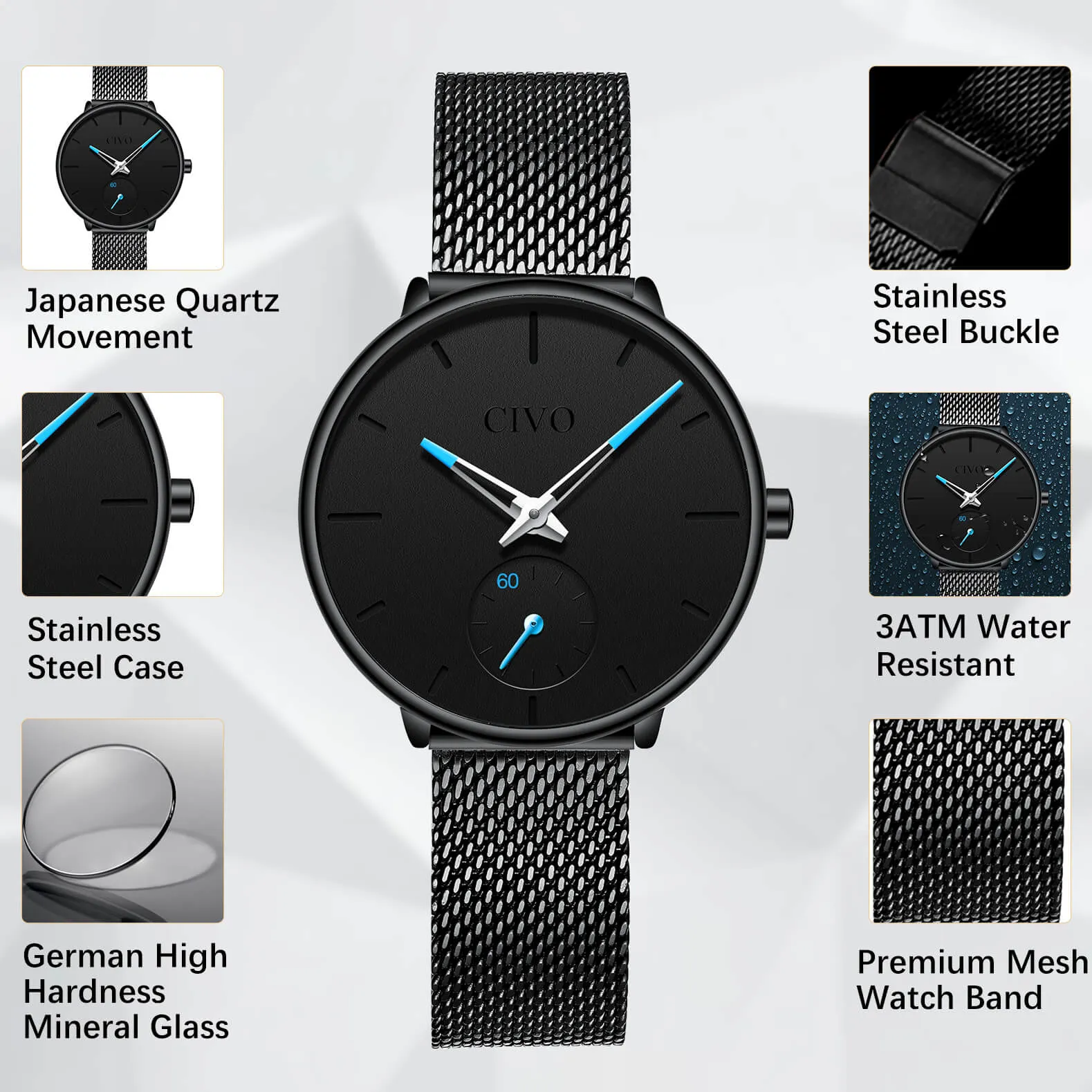 0124C | Quartz Women Watch | Mesh Band