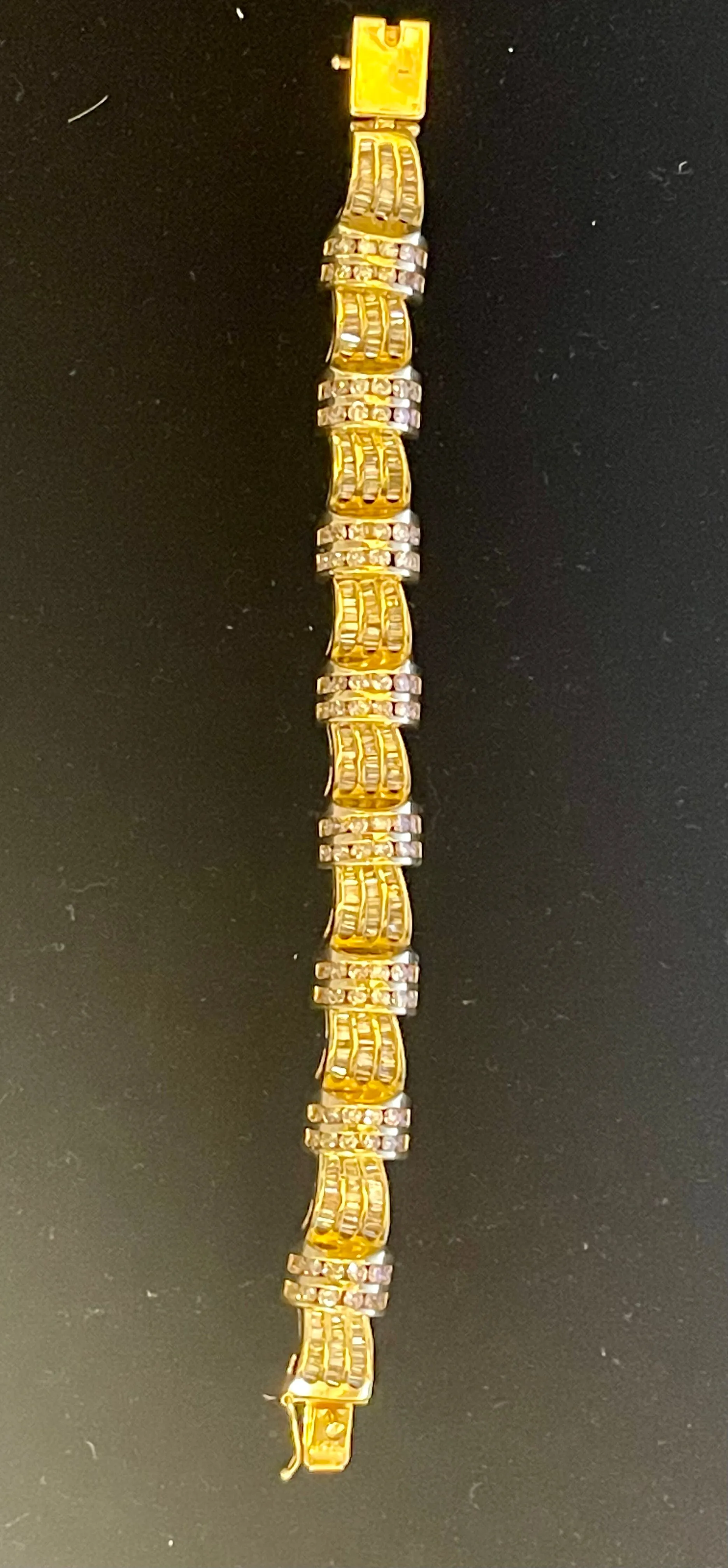 13.6ct Round and Baguette Handset Diamonds in 14K YG Bracelet - $40K APR w/ CoA!