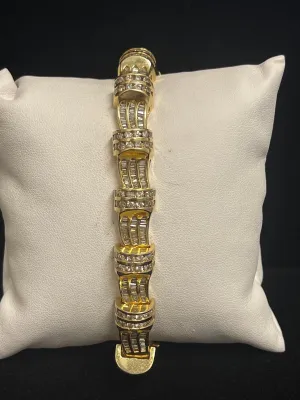 13.6ct Round and Baguette Handset Diamonds in 14K YG Bracelet - $40K APR w/ CoA!