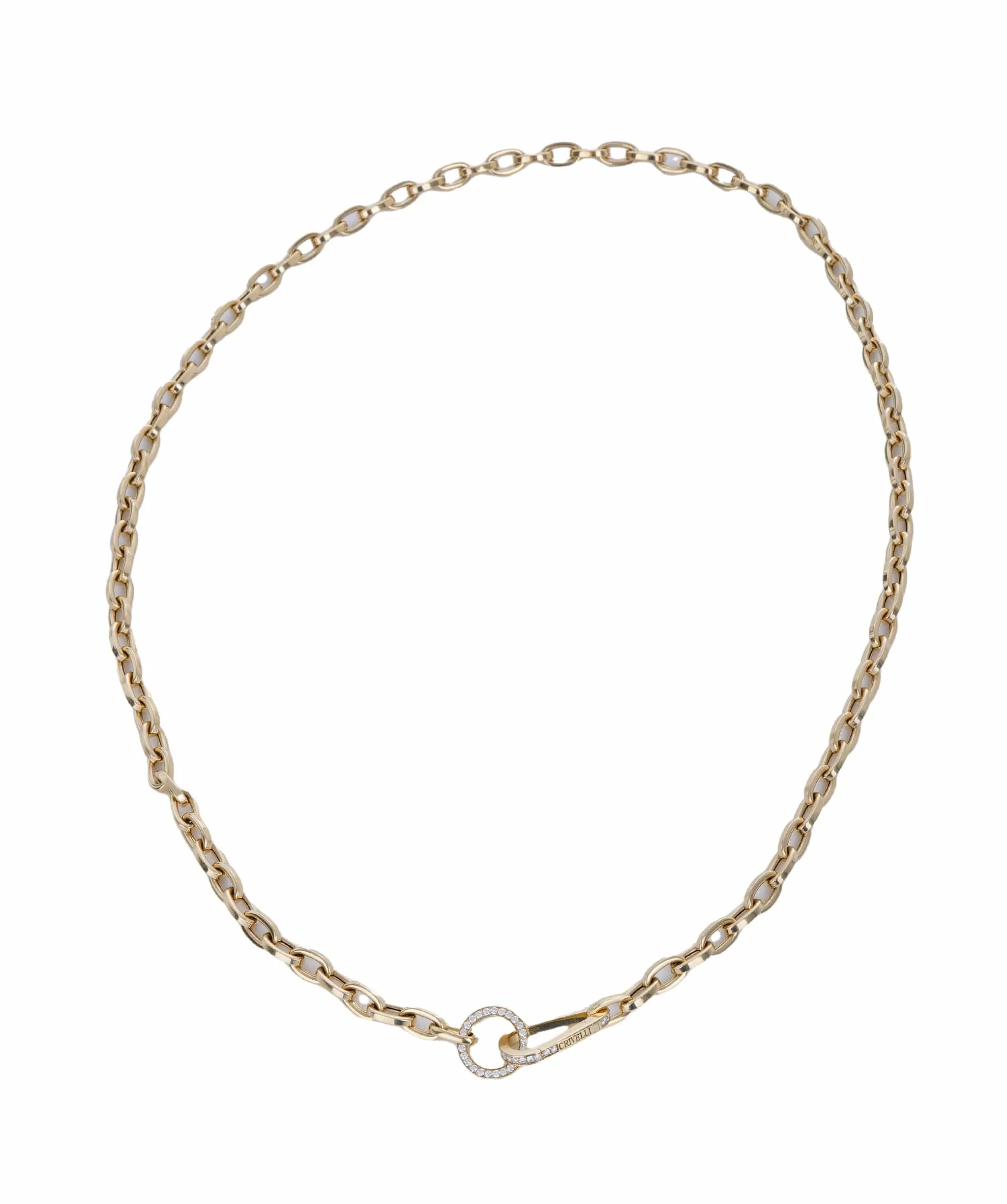 18kt yellow gold Italian chain with diamond hardware by Crivelli ASC5048