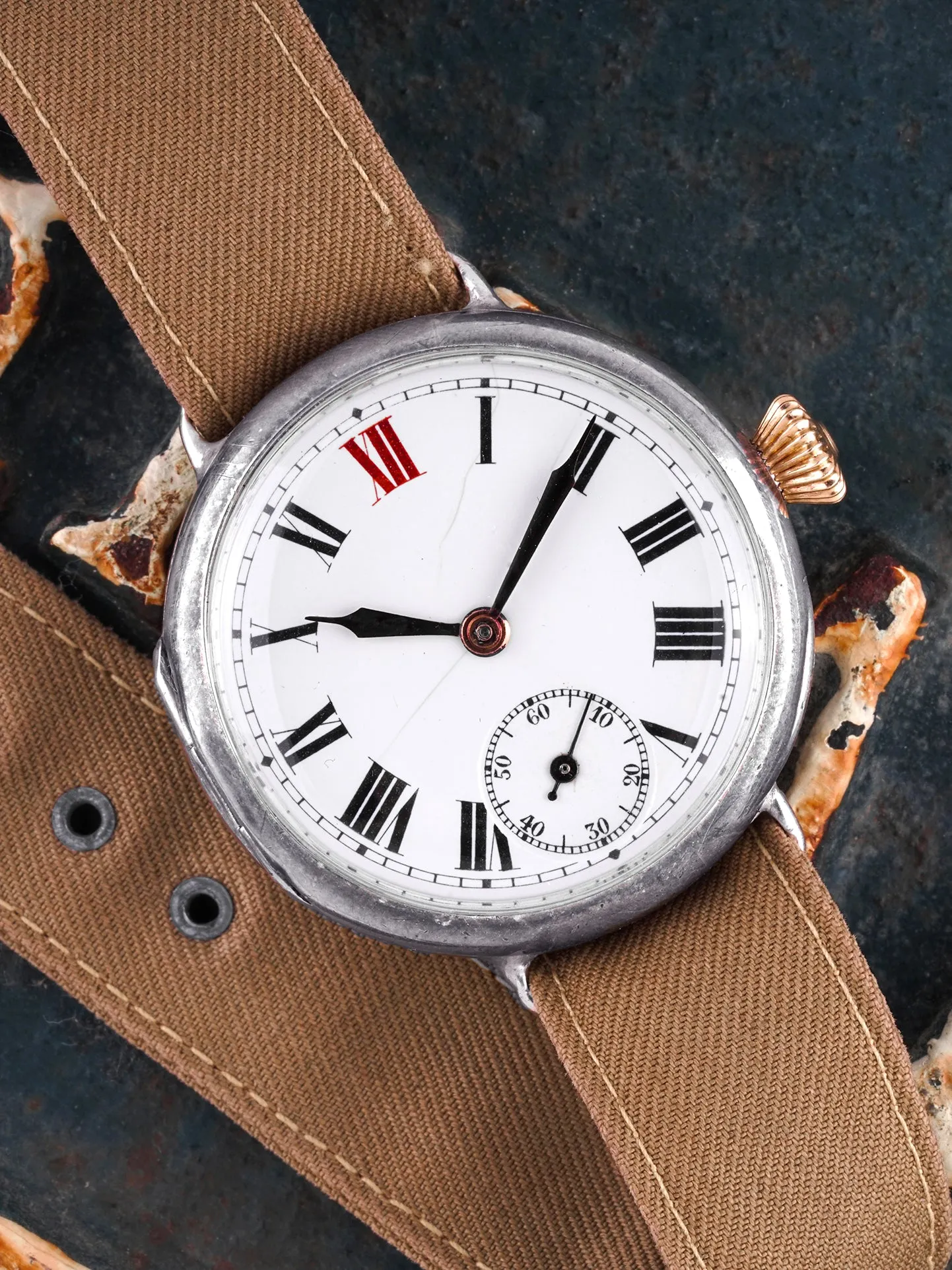 1918 Rolex Sterling Silver Officer Trench Watch