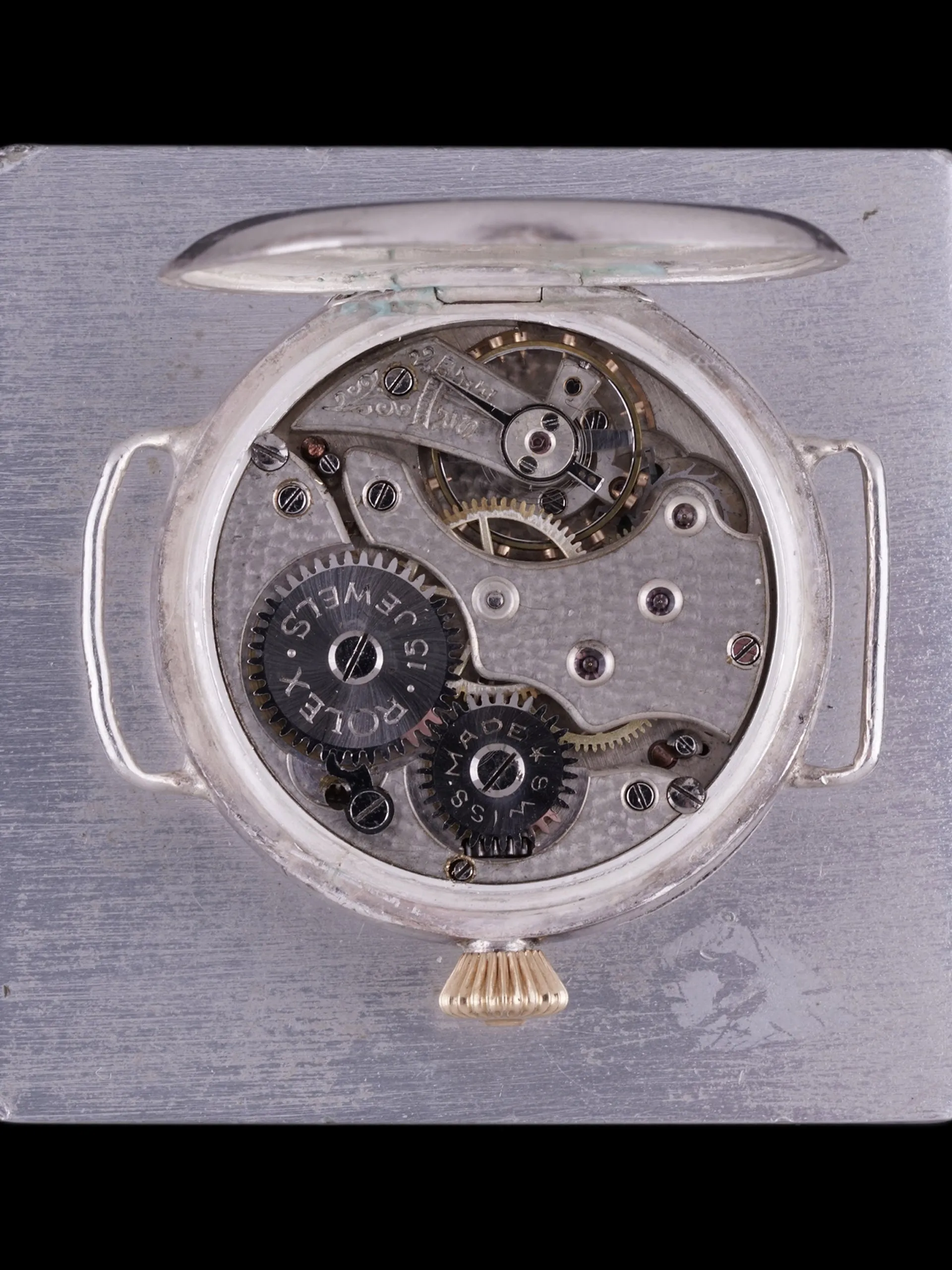 1918 Rolex Sterling Silver Officer Trench Watch