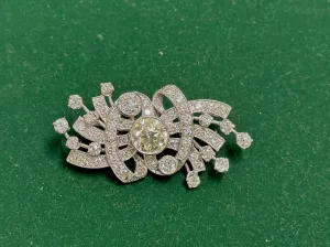 1920s STUNNING WHITE GOLD PIN/PENDANT W/ 53 DIAMONDS HAND ENGRAVED - $100k APR wCoA