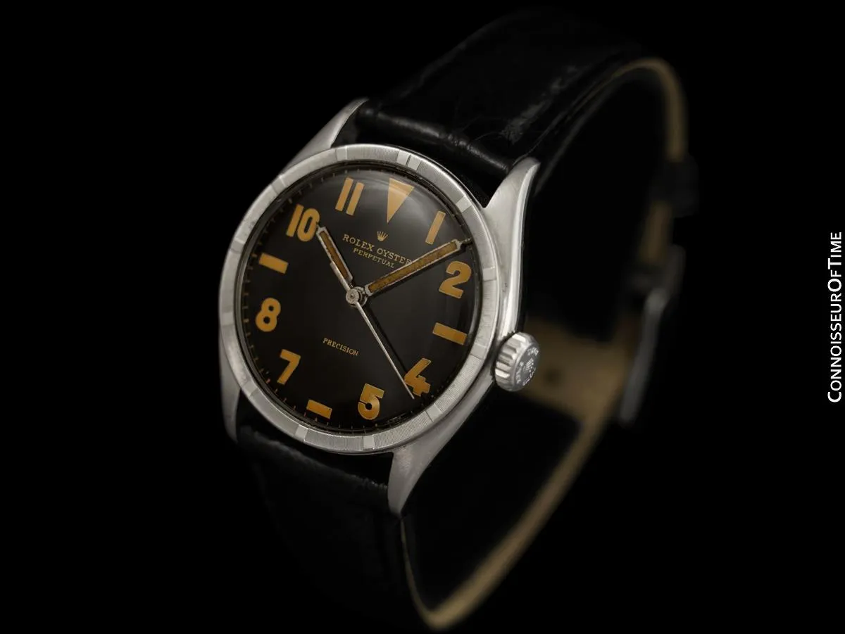 1952 Rolex Oyster Perpetual Ovettone Vintage Mens Oyster Perpetual Ref. 6103 Watch - Stainless Steel