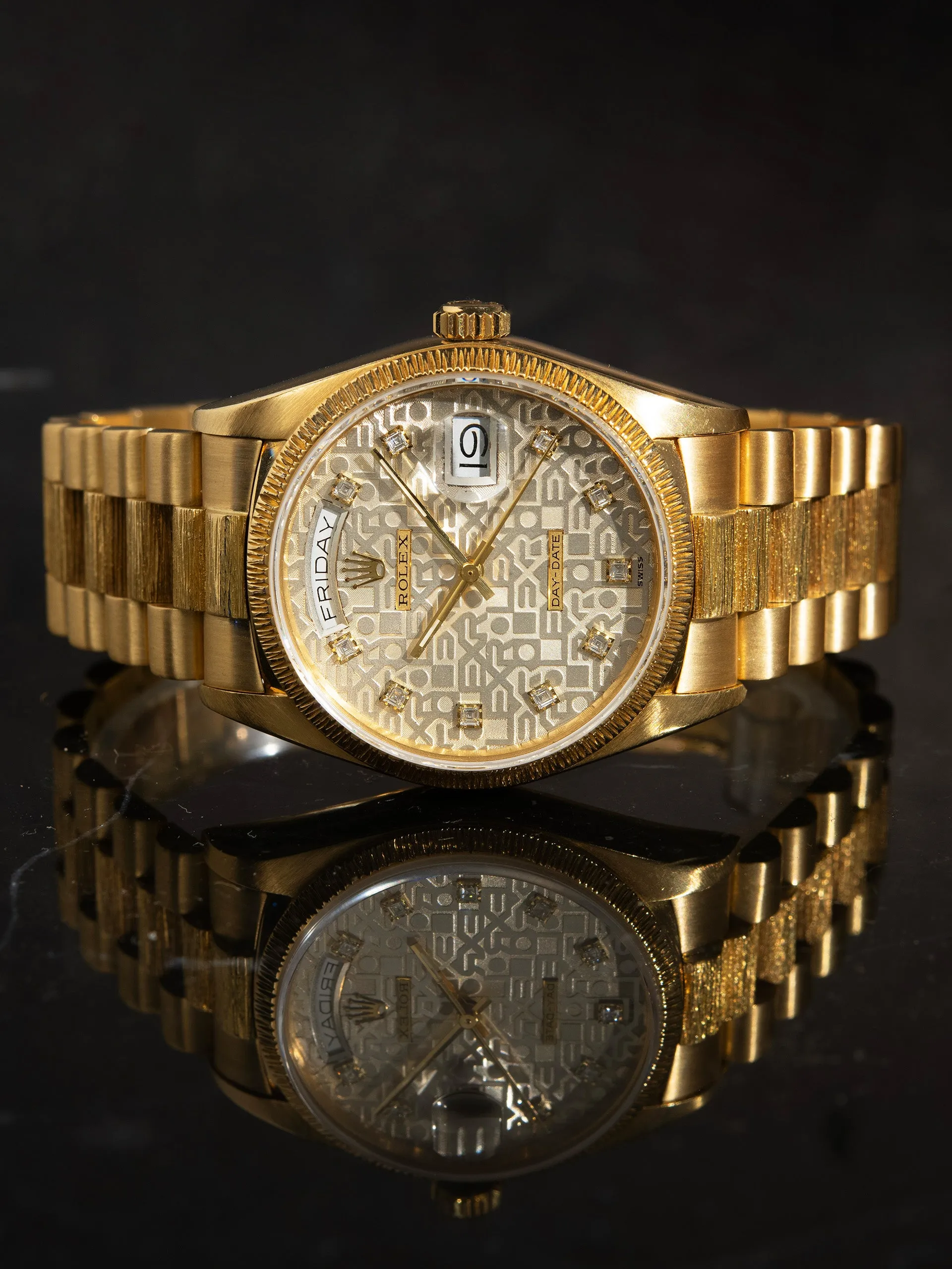 1987 Rolex Day-Date 18K YG (Ref. 18078) Silver "Jubilee" Diamond Dial