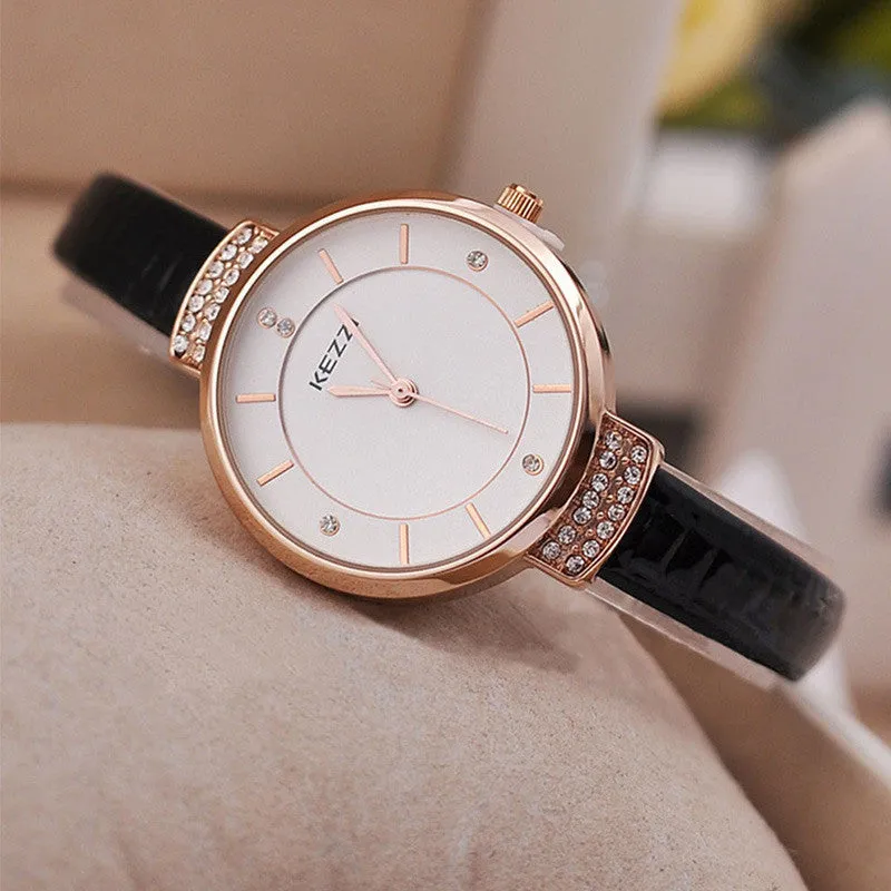 1pcs/lot High Quality KEZZI Brand Leather Strap Watches Women Dress Watch Waterproof Ladies Quartz Watch