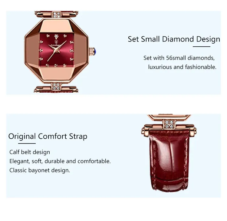 2022 Luxury Quartz Watch Girl's Elegant Fashion Red Dial Waterproof Ladies Leather Watches Women High Quality Zegarek Damski Hot