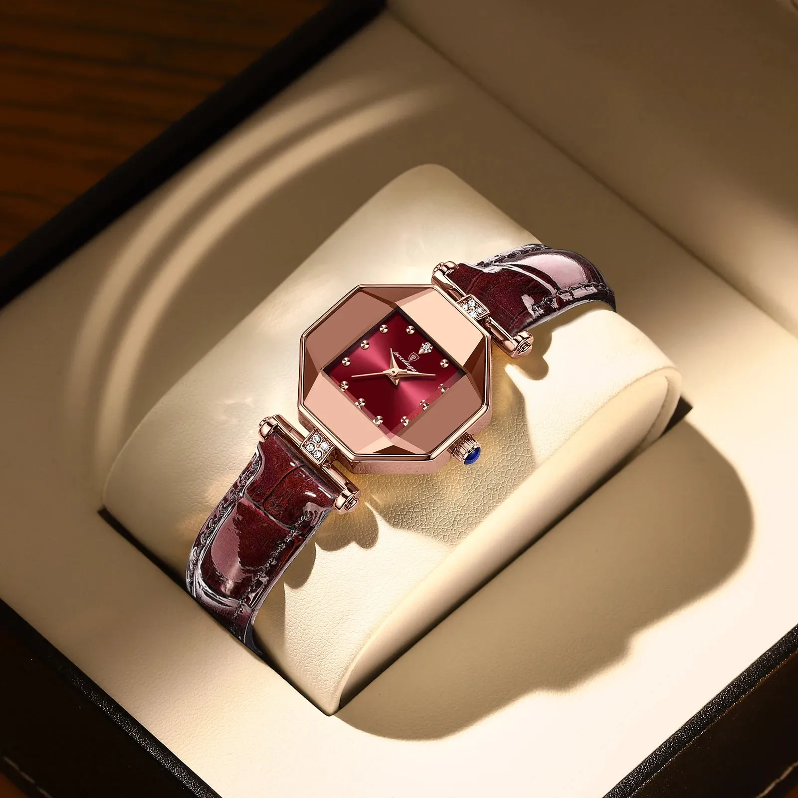2022 Luxury Quartz Watch Girl's Elegant Fashion Red Dial Waterproof Ladies Leather Watches Women High Quality Zegarek Damski Hot