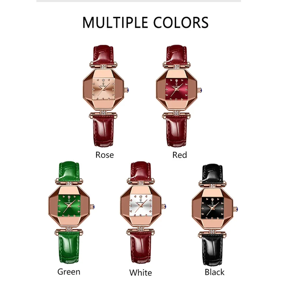 2022 Luxury Quartz Watch Girl's Elegant Fashion Red Dial Waterproof Ladies Leather Watches Women High Quality Zegarek Damski Hot