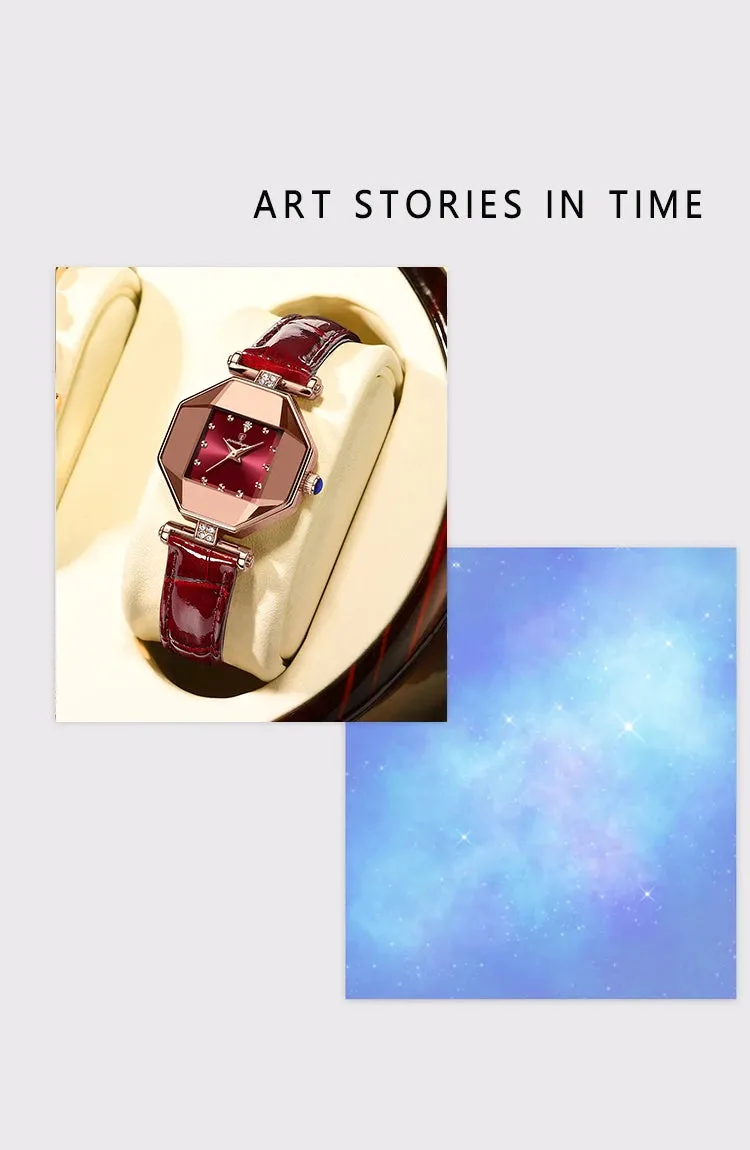 2022 Luxury Quartz Watch Girl's Elegant Fashion Red Dial Waterproof Ladies Leather Watches Women High Quality Zegarek Damski Hot