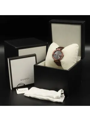 37MM Steel Quartz Interlocking G Unisex Leather Band Watch YA133309