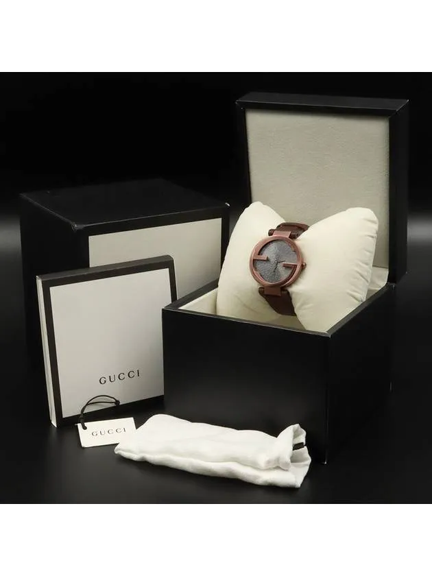 37MM Steel Quartz Interlocking G Unisex Leather Band Watch YA133309