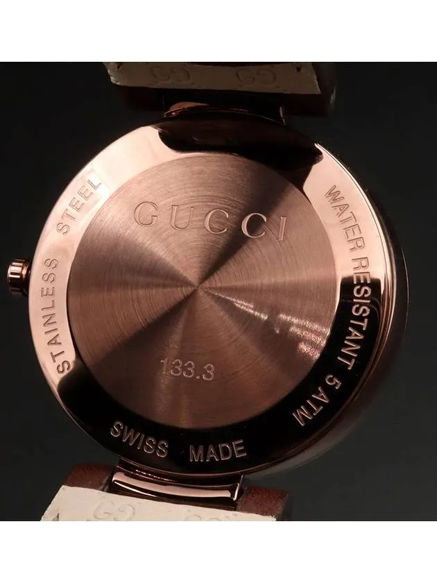 37MM Steel Quartz Interlocking G Unisex Leather Band Watch YA133309