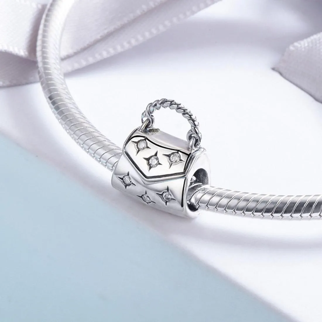 925 Sterling Silver Diamond Studded Beads Bracelet