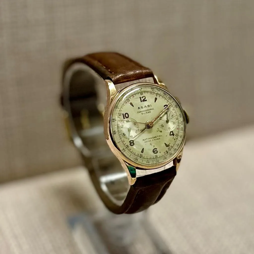 Agari Chronographe Vintage 1930s 18K Yellow Gold Men's Watch - $15K APR w/ COA!!
