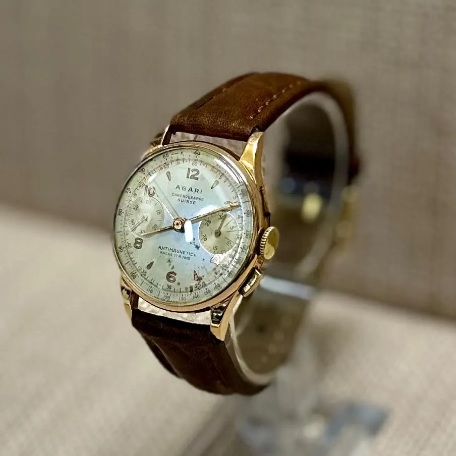 Agari Chronographe Vintage 1930s 18K Yellow Gold Men's Watch - $15K APR w/ COA!!