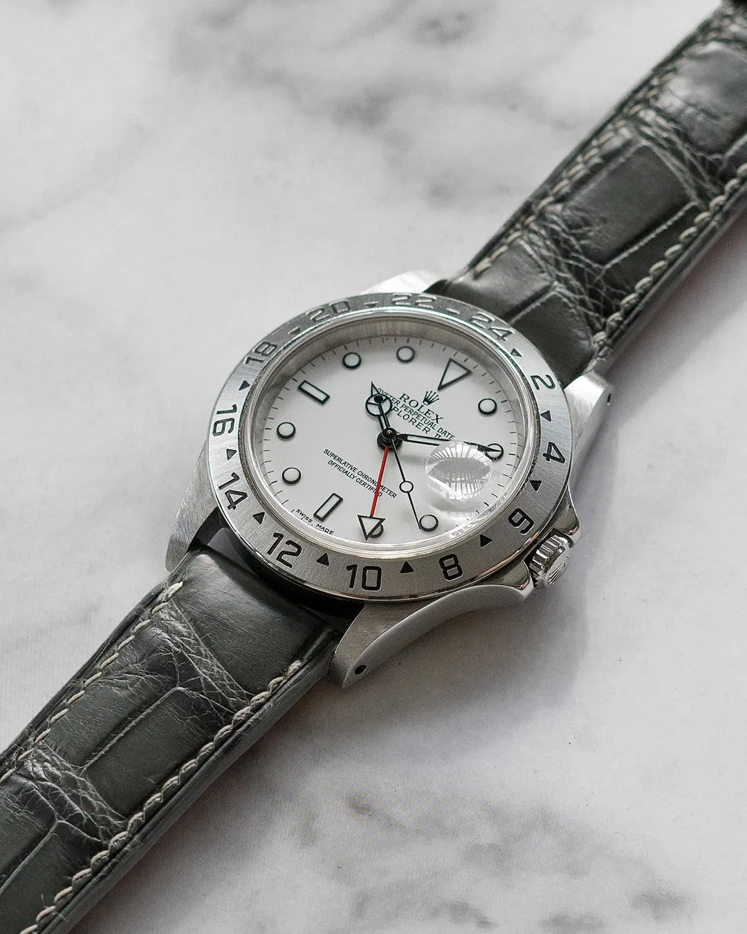 Alligator Leather Strap (Sage Grey, Semi-matte)