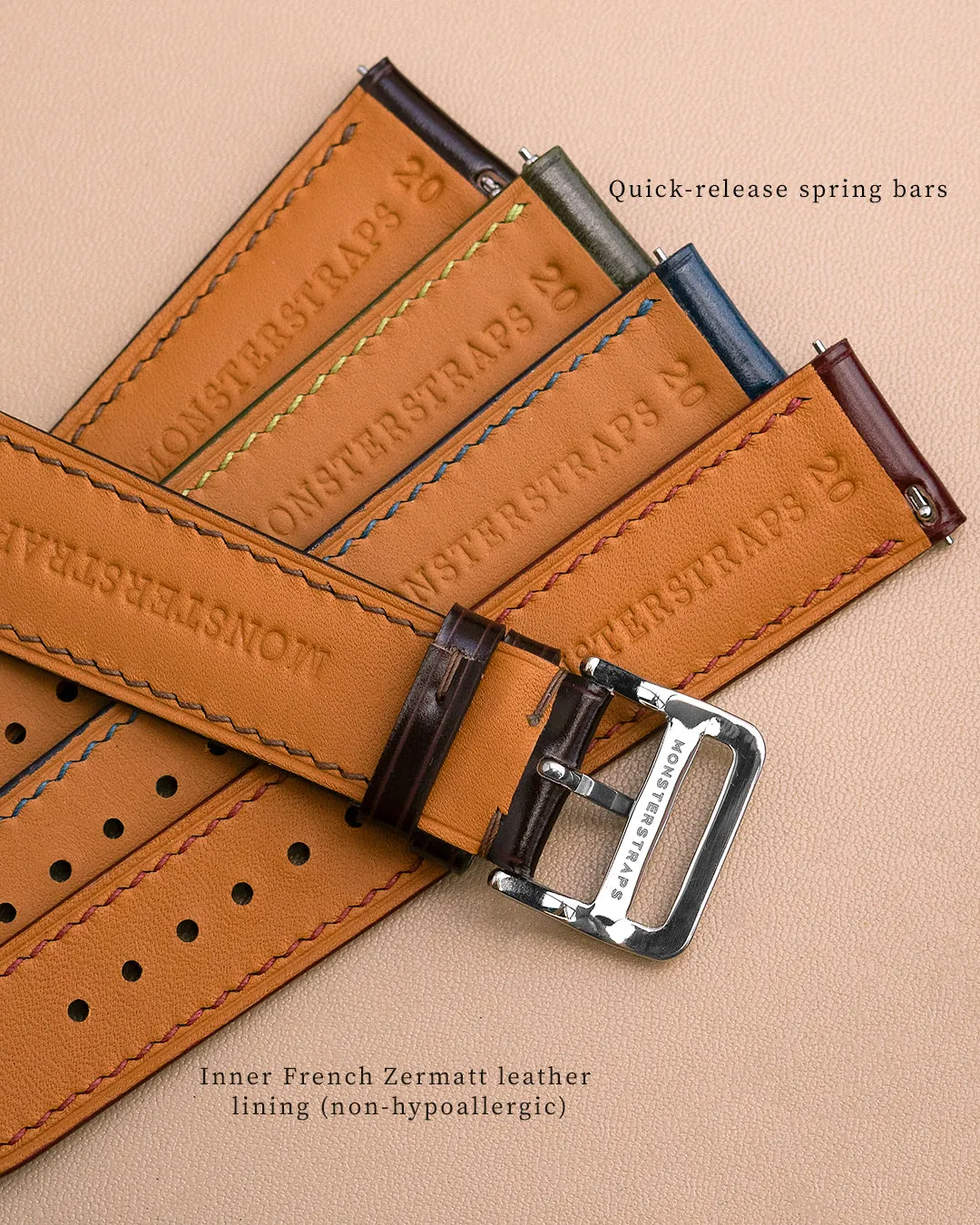 Alligator Square Scale Leather Strap (Black, Semi-matte)