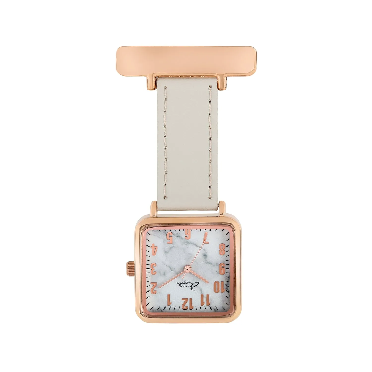 Annie Apple Nurses Fob Watch - Eunoia - Rose Gold/Grey - Leather - 28mm