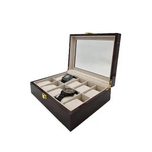 Antique Wood Watch Organizer (10 Slots)