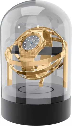 Automatic Single Orbit Watch Winder for Rolex & Luxury Watches  Silent Anti-Magnetic Motor with Orbiting Gyroscope Design & Anti-Wind Technology (Gold)