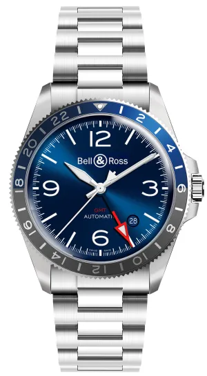 Bell & Ross Watch Vintage BR V2-93 GMT Blue Bracelet