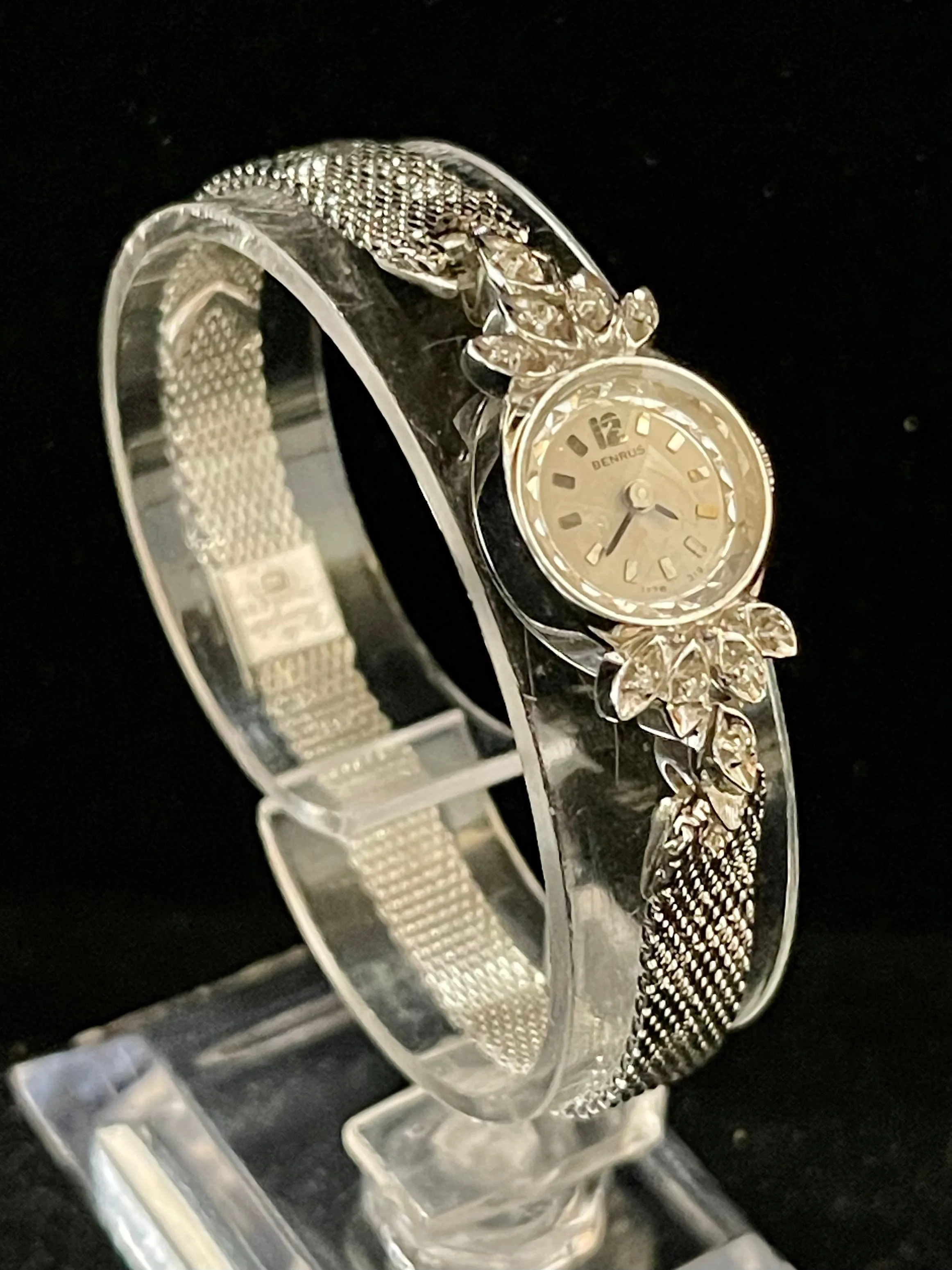 Benrus Vintage C. 1930s Solid WG & Diamonds Ladies Wrist Watch  - $10K APR w/COA