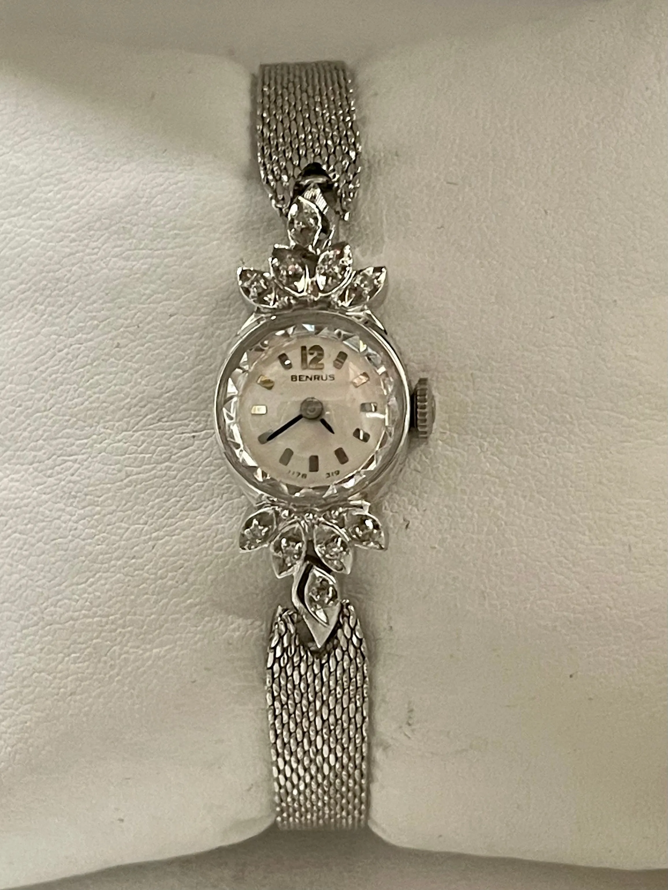 Benrus Vintage C. 1930s Solid WG & Diamonds Ladies Wrist Watch  - $10K APR w/COA