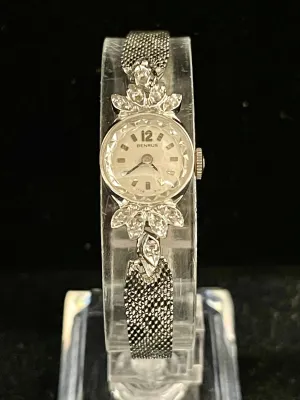 Benrus Vintage C. 1930s Solid WG & Diamonds Ladies Wrist Watch  - $10K APR w/COA