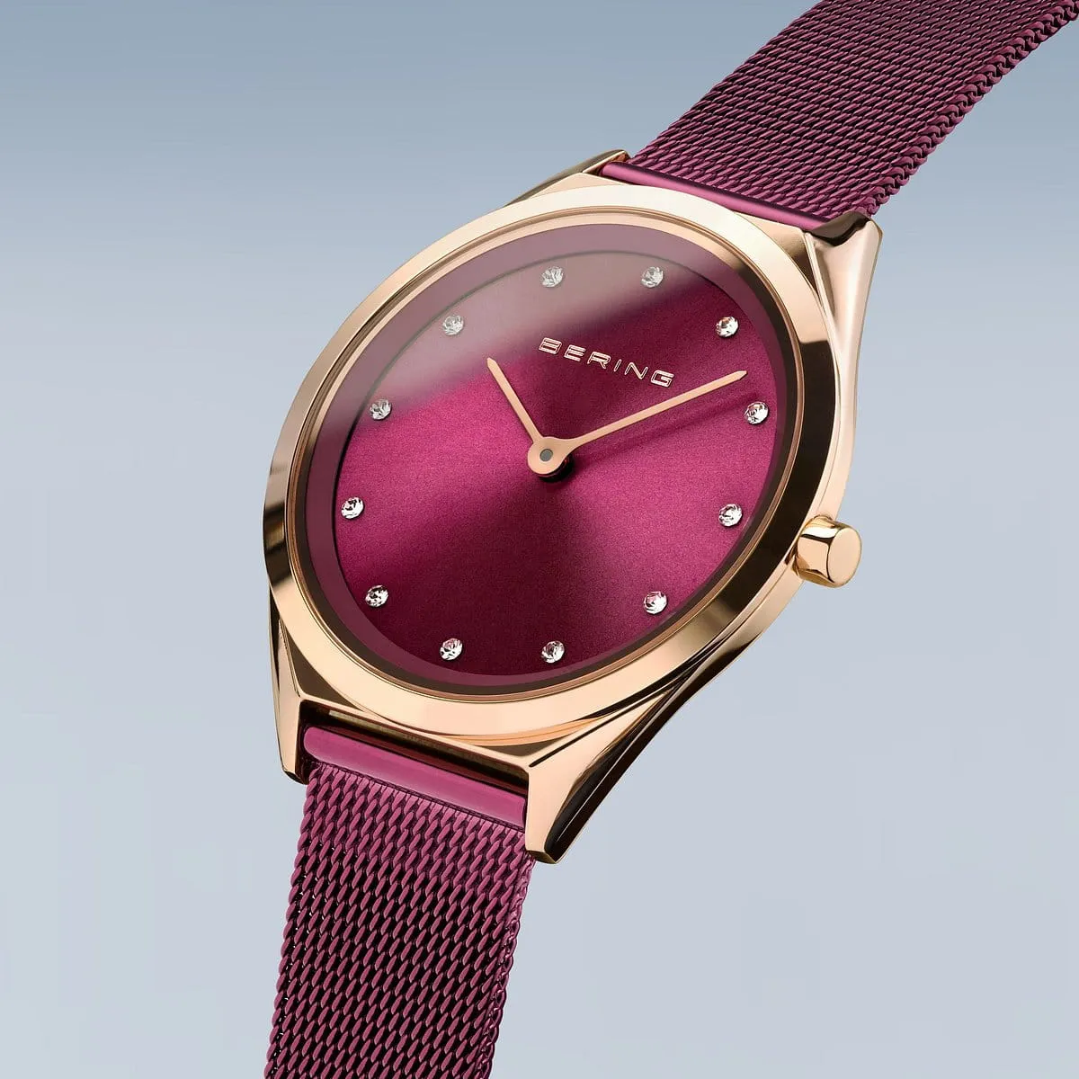 Bering Classic Purple & Rose Gold Mesh Ladies Watch