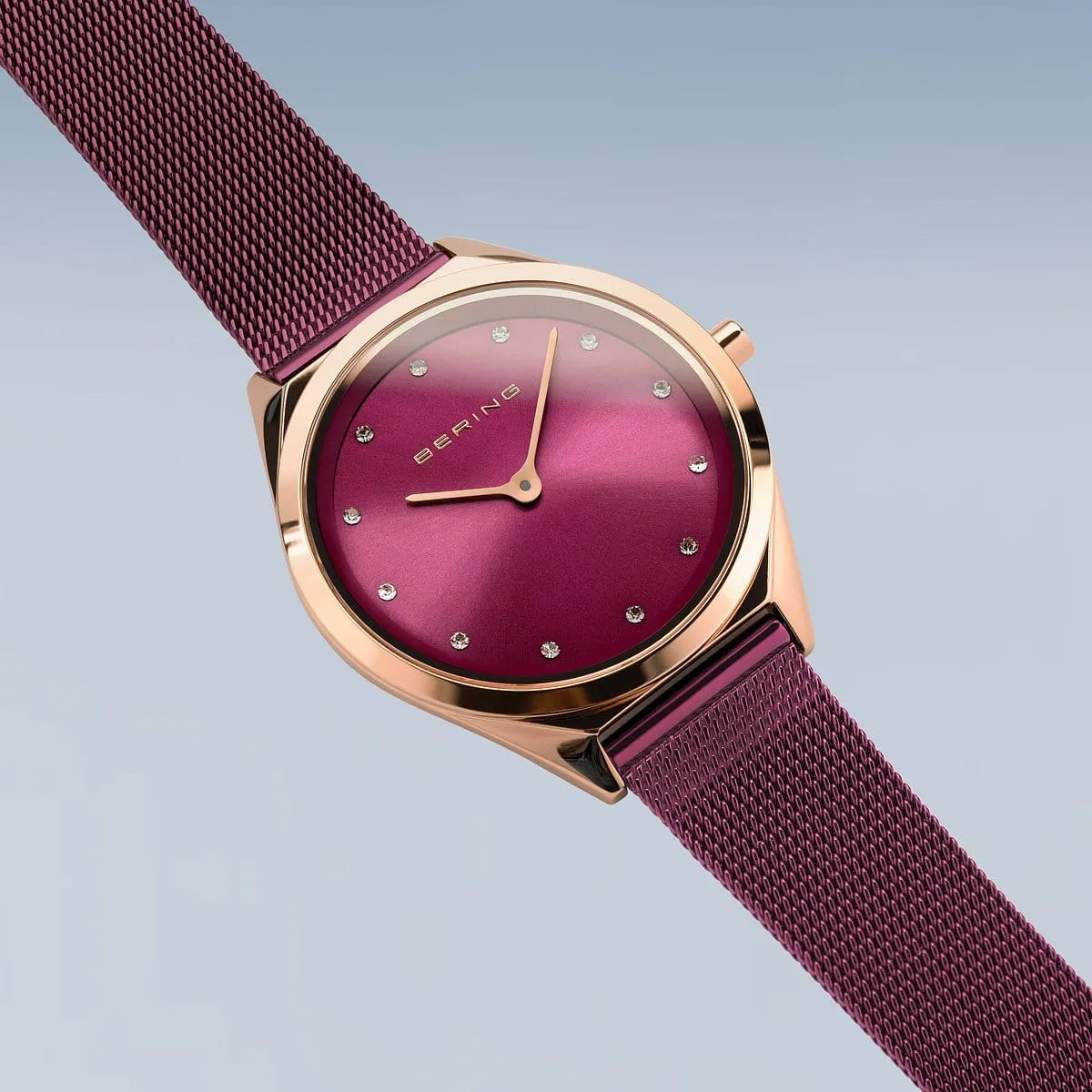 Bering Classic Purple & Rose Gold Mesh Ladies Watch
