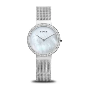 Bering Ladies Steel Mother of Pearl & CZ Dial Watch