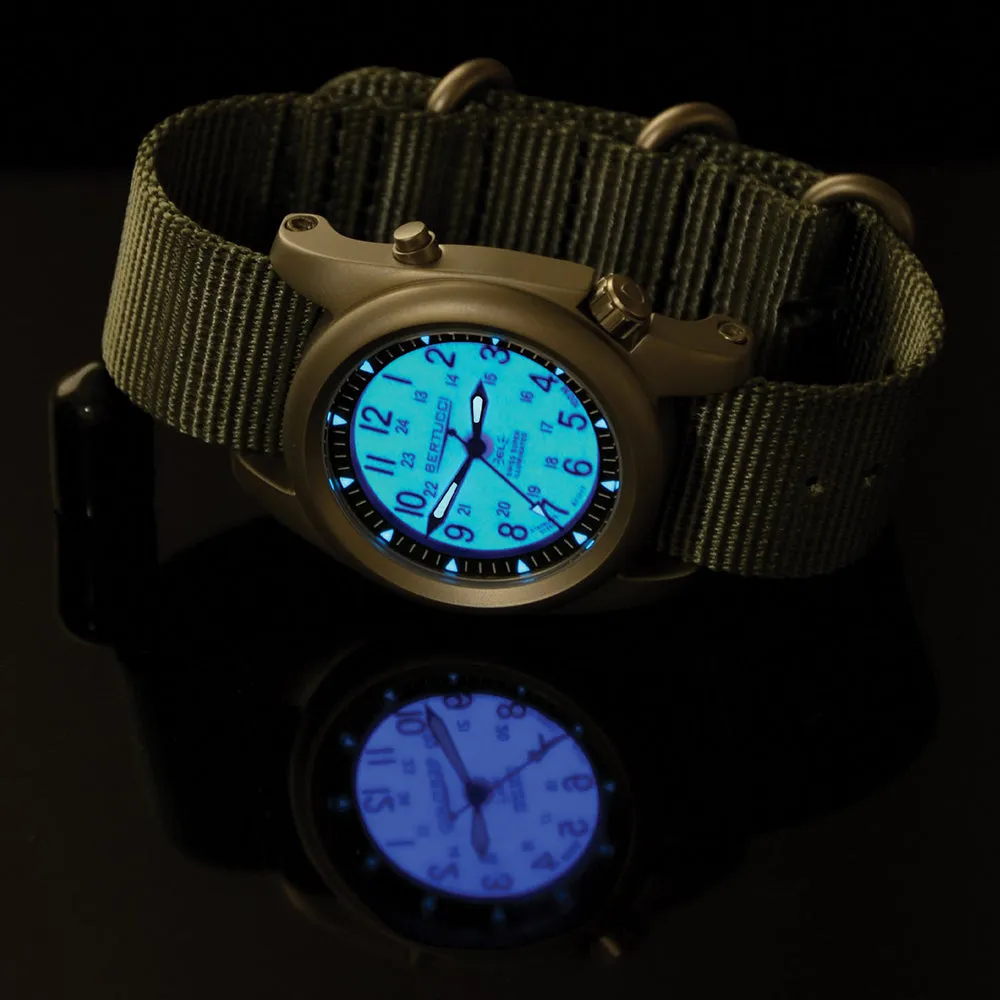 Bertucci A-2SEL Mens Defender Drab Nylon Band Gray Japan Quartz Dial Watch - 22029