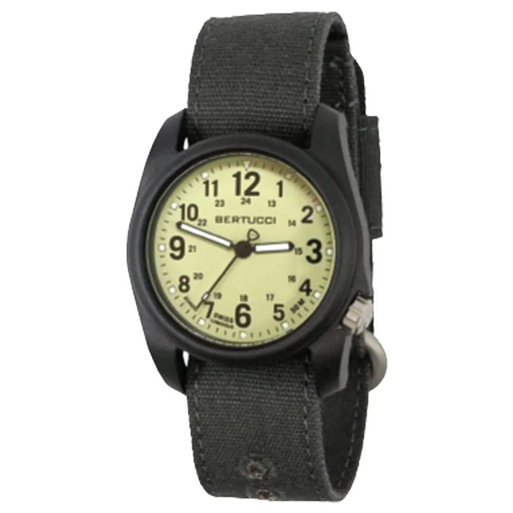 Bertucci Mens DX3 Black Dial Nylon Band Black Quartz Canvas Watch - 11106
