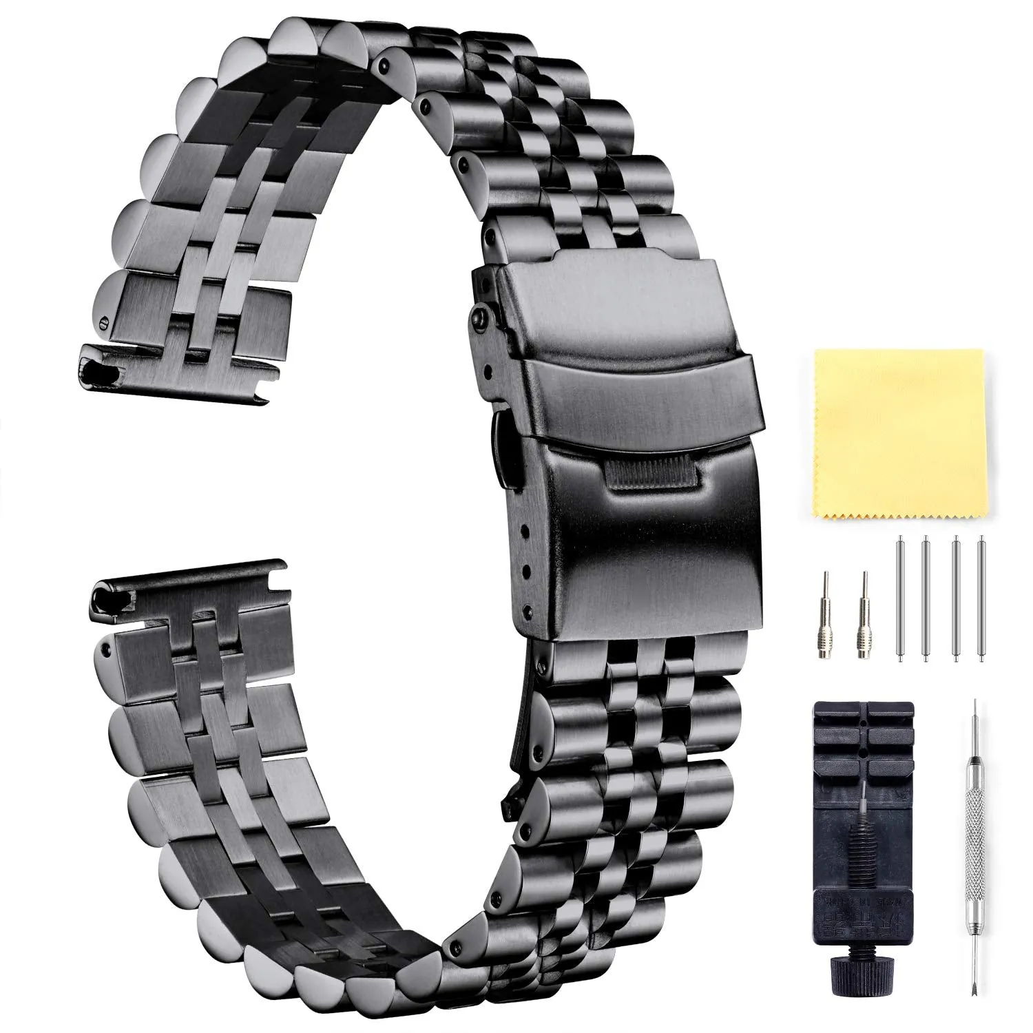 BINLUN Stainless Steel Watch Bands Replacement Metal Watch Straps Bracelet with Durable Butterfly Clasp 18mm 20mm 22mm 24mm 26mm in Black, Silver, Gold, Rose Gold, Gold-Silver for Men and Women