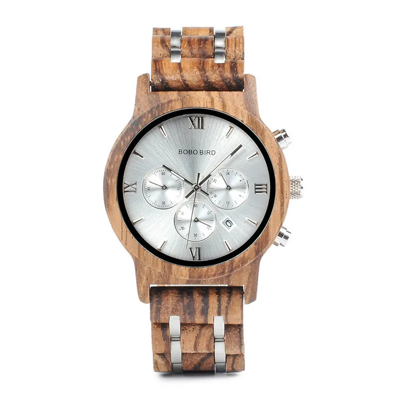 BOBOBIRD Wooden Multi-functional Business Quartz Watch for Men