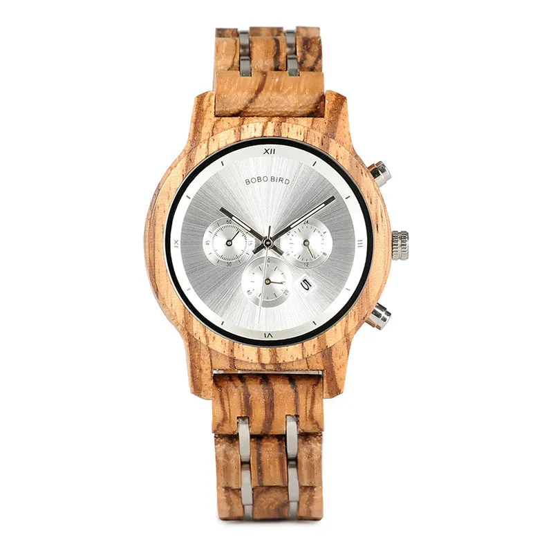 BOBOBIRD Wooden Multi-functional Business Quartz Watch for Men