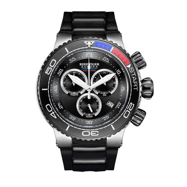Brand Luxury Blue Sport Watch for Men Rose Gold Waterproof Watches Rubber Strap Relogio Masculino RGA3168