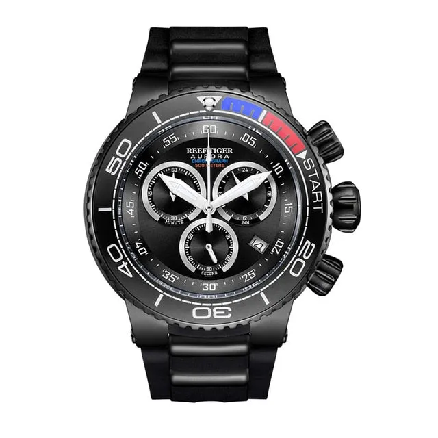 Brand Luxury Blue Sport Watch for Men Rose Gold Waterproof Watches Rubber Strap Relogio Masculino RGA3168