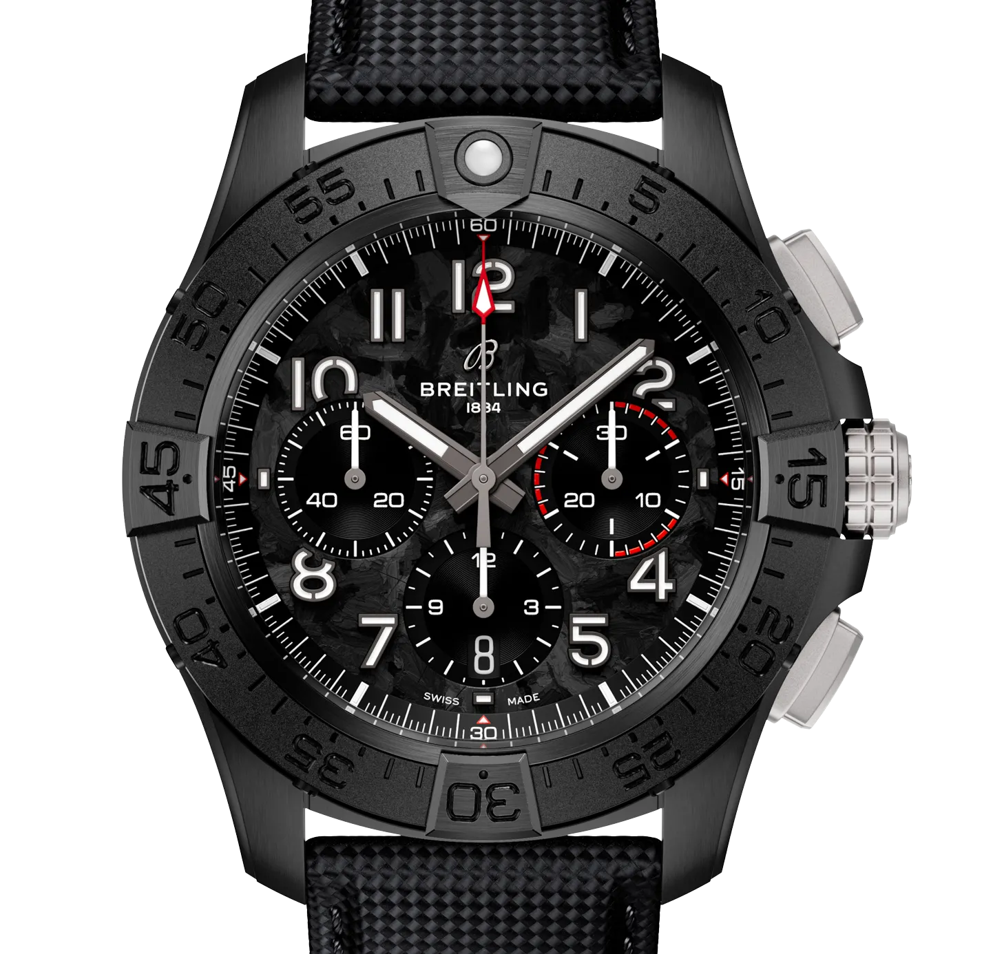 Breitling Avenger B01 Chronograph 44mm Night Mission Watch with Black Carbon Dial