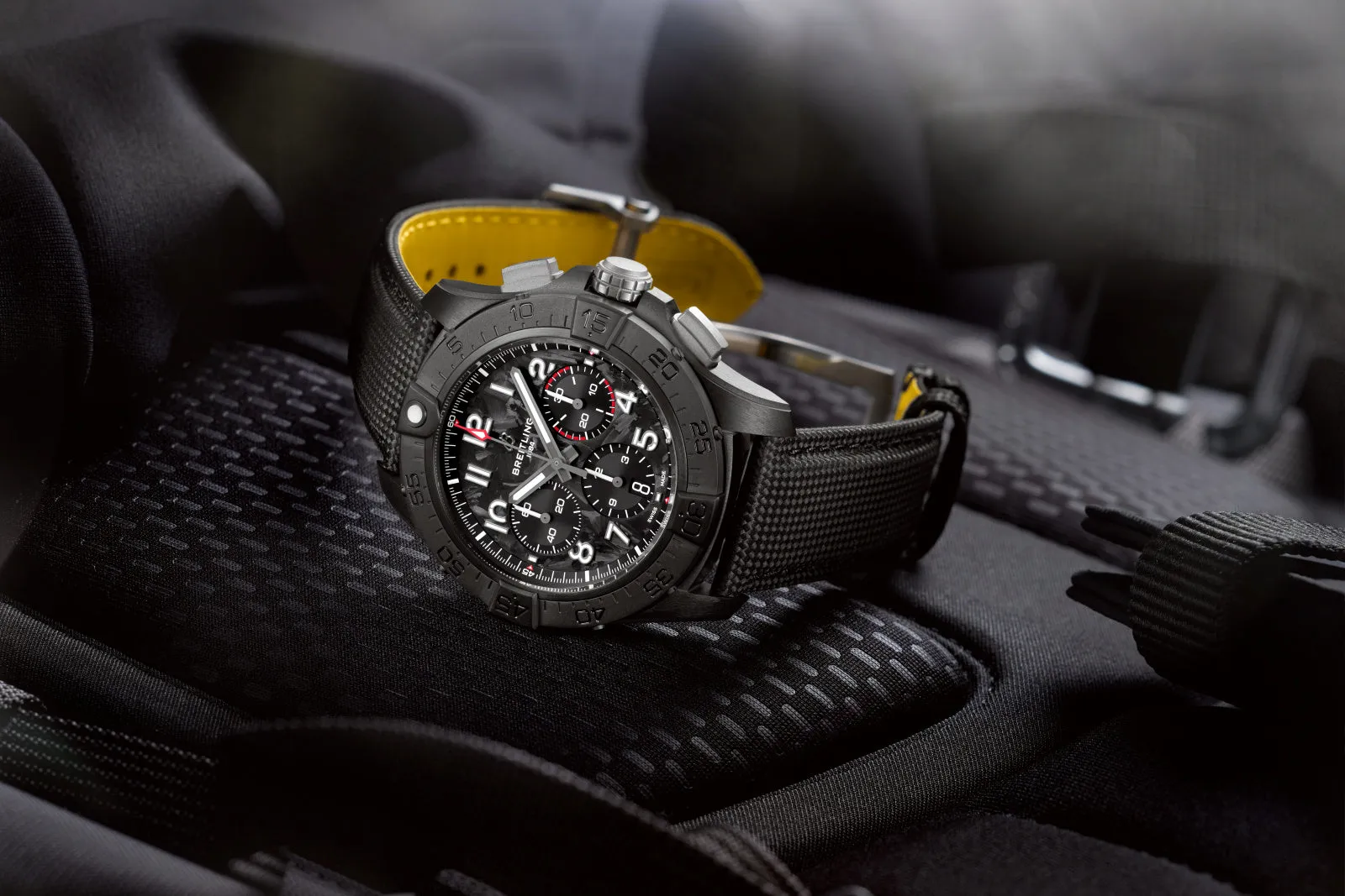 Breitling Avenger B01 Chronograph 44mm Night Mission Watch with Black Carbon Dial