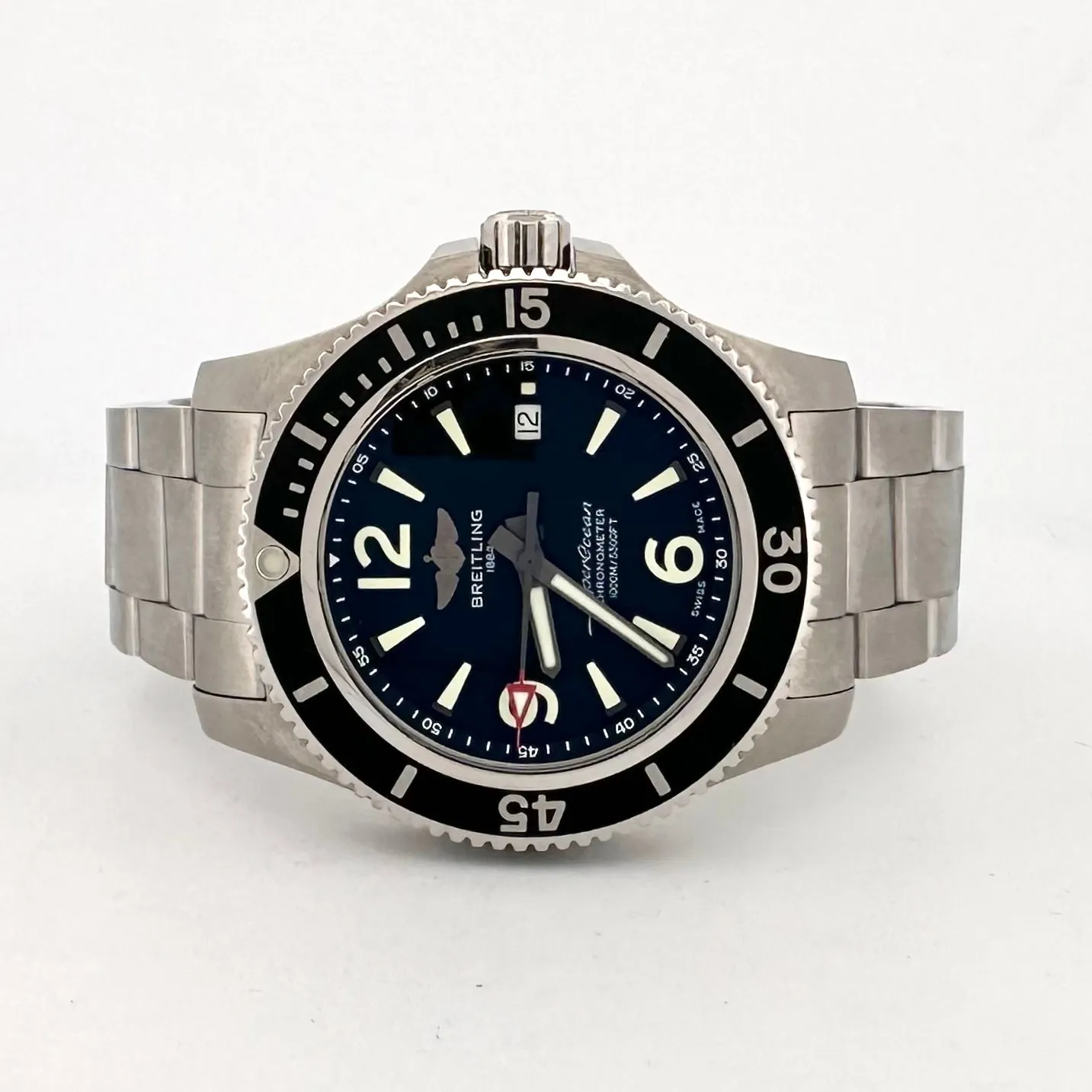 Breitling SuperOcean 44mm Chronometer Stainless Steel Watch with Box & Papers