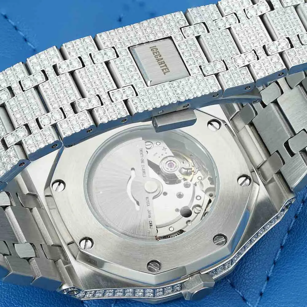 Bust Down Moissanite Watch | 44MM | 14K White Gold