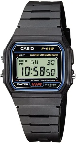 CASIO Digital Resin Band Watch for Men #F-91W-1SDG