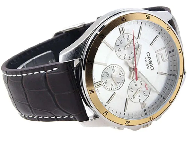 CASIO Enticer Chronograph White Watch   #MTP-1374L-7AVDF