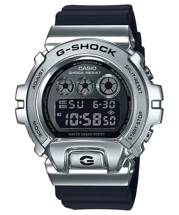 CASIO G-SHOCK Men's 25th Anniversary Limited Edition Digital Stainless Steel and Black Resin Strap Watch #GM-6900-1DR