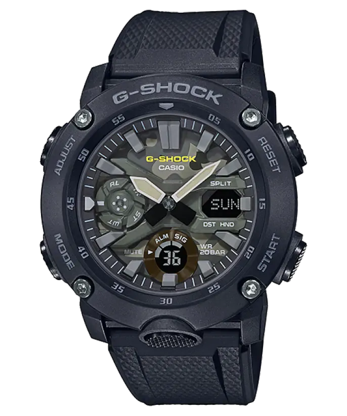 CASIO G-SHOCK Special Color Analog Quartz Black Resin Men's Watch #GA-2000SU-1ADR