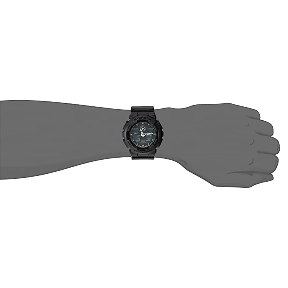 Casio Men's Black Dial Plastic Band G-Shock Multifunction Analog and Digital Quartz Watch - GA-100MB-1ACR