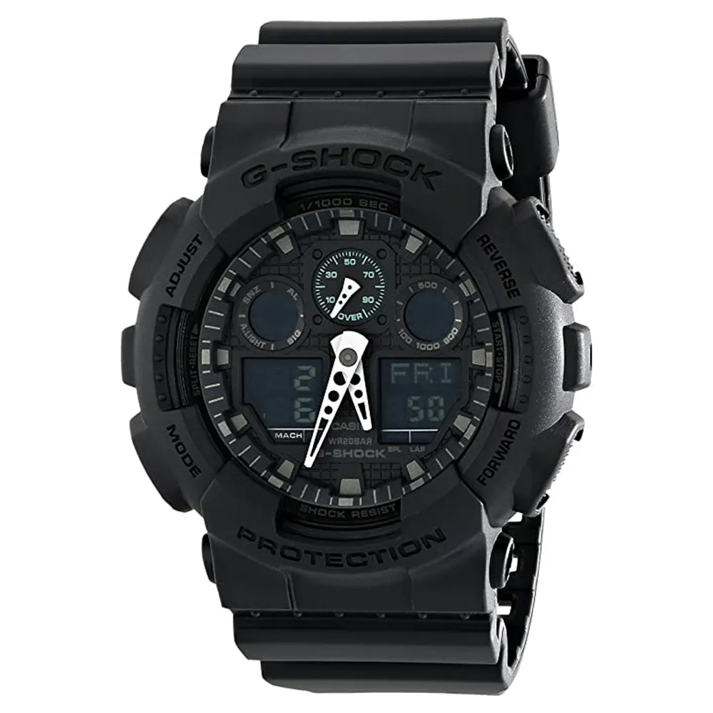Casio Men's Black Dial Plastic Band G-Shock Multifunction Analog and Digital Quartz Watch - GA-100MB-1ACR