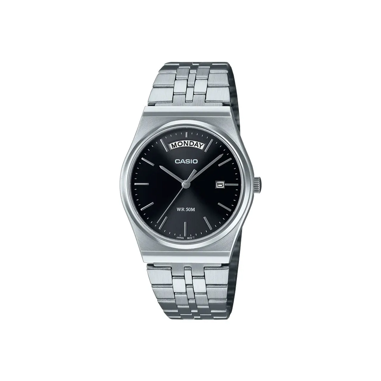 Casio Vintage Day Date Retro Stainless Steel Black Dial Watch - MTPB146D-1A
